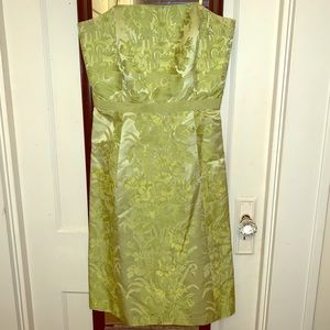 Ann Taylor cotton silk green strapless dress sz 4